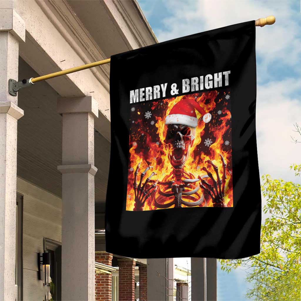Funny Merry And Bright Garden Flag Christmas Chaos Xmas Skeleton Fire Flames TS11 Print Your Wear
