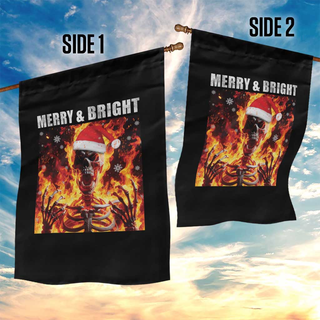 Funny Merry And Bright Garden Flag Christmas Chaos Xmas Skeleton Fire Flames TS11 Print Your Wear