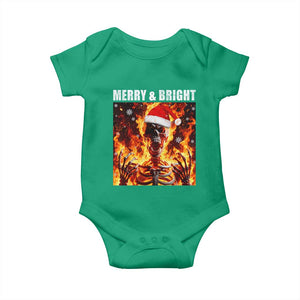 Funny Merry And Bright Baby Onesie Christmas Chaos Xmas Skeleton Fire Flames TS11 Irish Green Print Your Wear