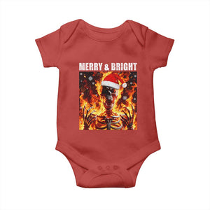 Funny Merry And Bright Baby Onesie Christmas Chaos Xmas Skeleton Fire Flames TS11 Red Print Your Wear