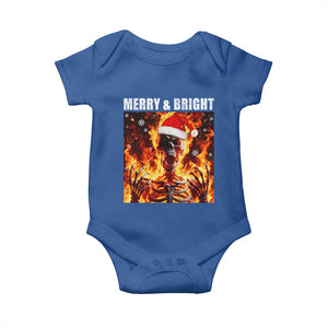 Funny Merry And Bright Baby Onesie Christmas Chaos Xmas Skeleton Fire Flames TS11 Royal Blue Print Your Wear