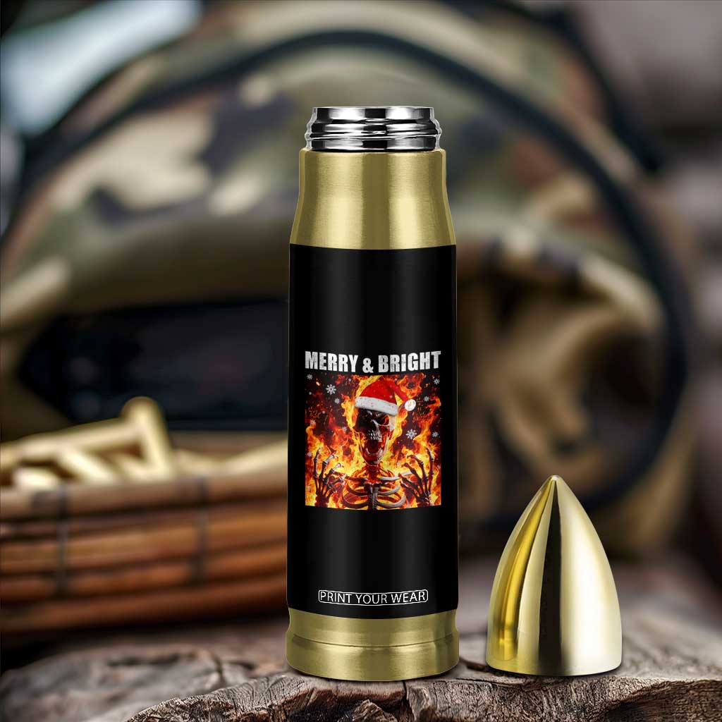 Funny Merry And Bright Bullet Tumbler Christmas Chaos Xmas Skeleton Fire Flames TS11 Print Your Wear