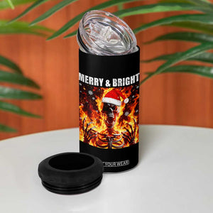 Funny Merry And Bright 4 in 1 Can Cooler Tumbler Christmas Chaos Xmas Skeleton Fire Flames TS11 Print Your Wear