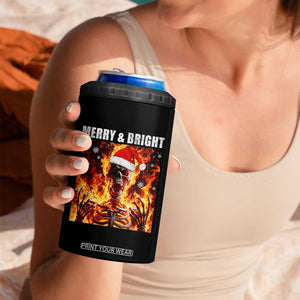 Funny Merry And Bright 4 in 1 Can Cooler Tumbler Christmas Chaos Xmas Skeleton Fire Flames TS11 Print Your Wear