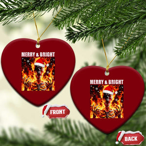 Funny Merry And Bright Ceramic Ornament Christmas Chaos Xmas Skeleton Fire Flames TS11 Print Your Wear