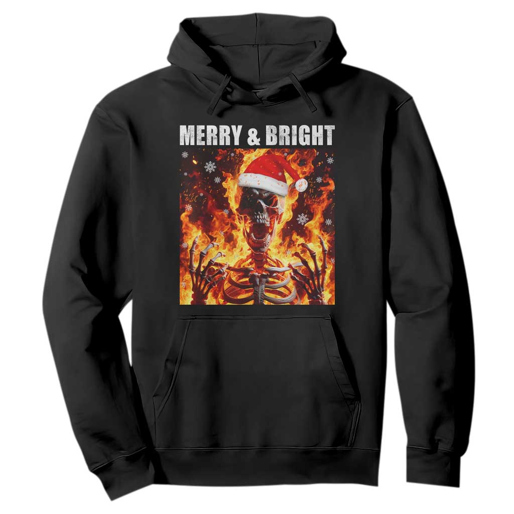 Funny Merry And Bright Hoodie Christmas Chaos Xmas Skeleton Fire Flames TS11 Black Print Your Wear