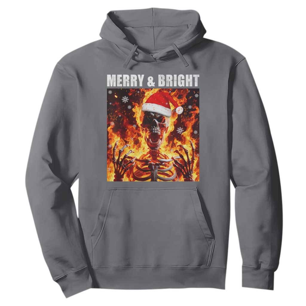 Funny Merry And Bright Hoodie Christmas Chaos Xmas Skeleton Fire Flames TS11 Charcoal Print Your Wear