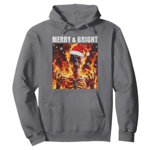 Funny Merry And Bright Hoodie Christmas Chaos Xmas Skeleton Fire Flames TS11 Charcoal Print Your Wear