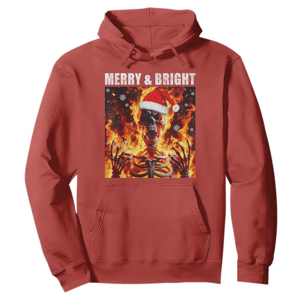 Funny Merry And Bright Hoodie Christmas Chaos Xmas Skeleton Fire Flames TS11 Red Print Your Wear