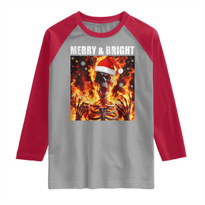 Funny Merry And Bright Raglan Shirt Christmas Chaos Xmas Skeleton Fire Flames TS11 Sport Gray Red Print Your Wear