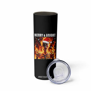 Funny Merry And Bright Skinny Tumbler Christmas Chaos Xmas Skeleton Fire Flames TS11 Print Your Wear