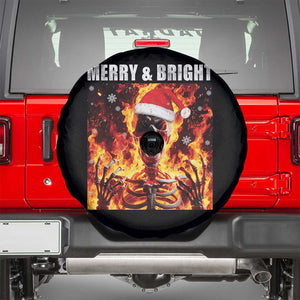 Funny Merry And Bright Spare Tire Cover Christmas Chaos Xmas Skeleton Fire Flames TS11 Black Print Your Wear