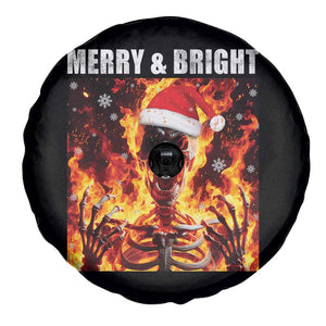 Funny Merry And Bright Spare Tire Cover Christmas Chaos Xmas Skeleton Fire Flames TS11 Print Your Wear