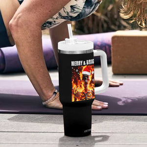 Funny Merry And Bright Tumbler With Handle Christmas Chaos Xmas Skeleton Fire Flames TS11 Print Your Wear