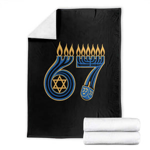 Funny 67 Hanukkah Throw Blanket Chanukah Menorah Dreidel Star Of David Six Seven Meme TS11 Black Print Your Wear