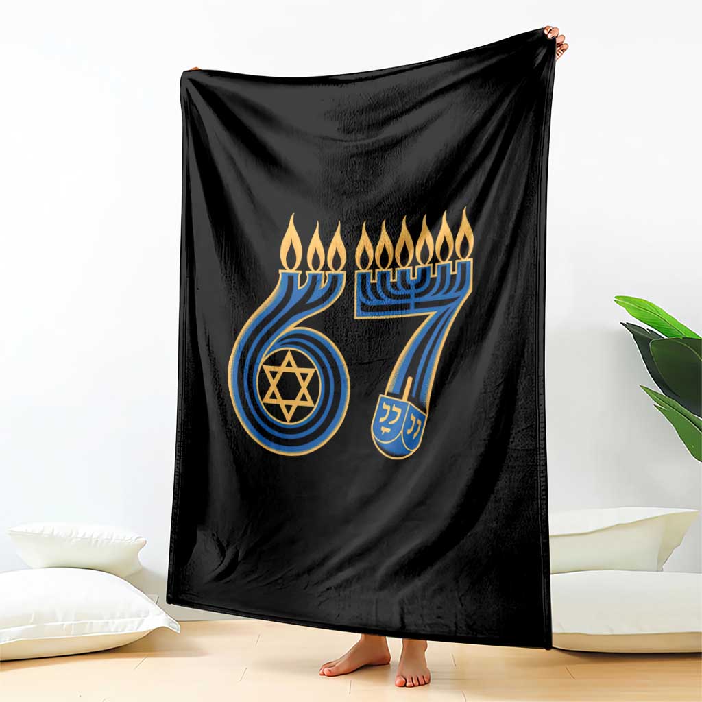 Funny 67 Hanukkah Throw Blanket Chanukah Menorah Dreidel Star Of David Six Seven Meme TS11 Print Your Wear