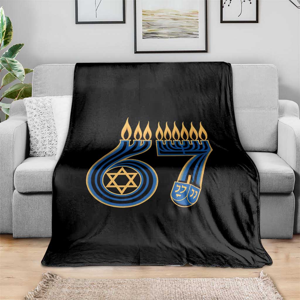 Funny 67 Hanukkah Throw Blanket Chanukah Menorah Dreidel Star Of David Six Seven Meme TS11 Print Your Wear