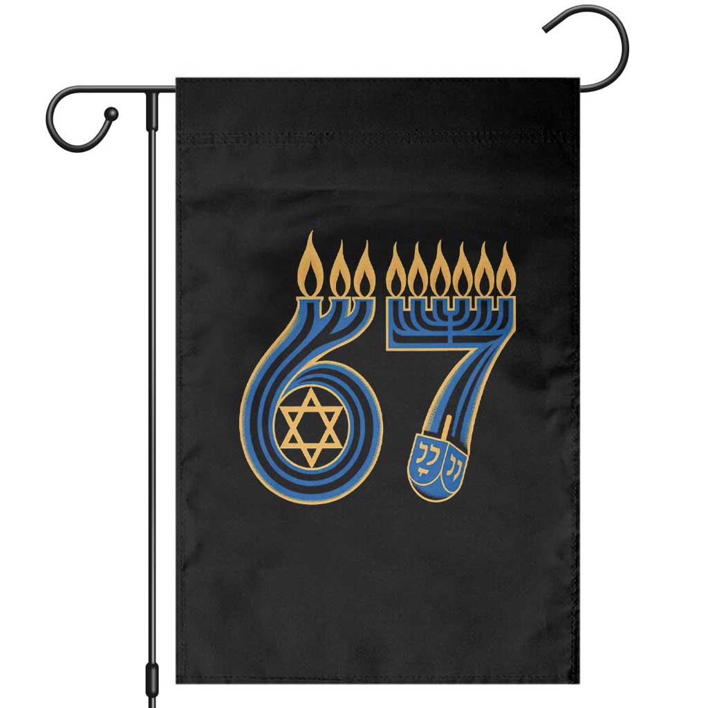 Funny 67 Hanukkah Garden Flag Chanukah Menorah Dreidel Star Of David Six Seven Meme TS11 Black Print Your Wear