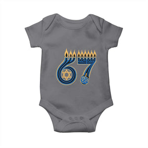 Funny 67 Hanukkah Baby Onesie Chanukah Menorah Dreidel Star Of David Six Seven Meme TS11 Charcoal Print Your Wear