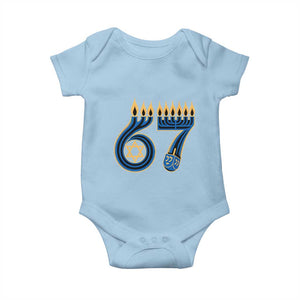 Funny 67 Hanukkah Baby Onesie Chanukah Menorah Dreidel Star Of David Six Seven Meme TS11 Light Blue Print Your Wear