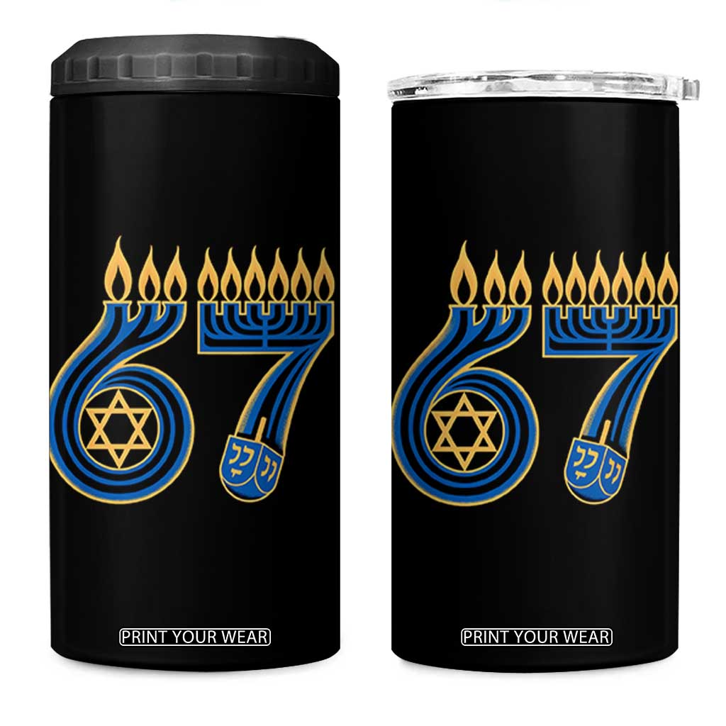 Funny 67 Hanukkah 4 in 1 Can Cooler Tumbler Chanukah Menorah Dreidel Star Of David Six Seven Meme TS11 One Size: 16 oz Black Print Your Wear
