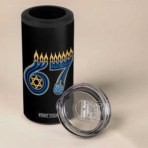 Funny 67 Hanukkah 4 in 1 Can Cooler Tumbler Chanukah Menorah Dreidel Star Of David Six Seven Meme TS11 Print Your Wear