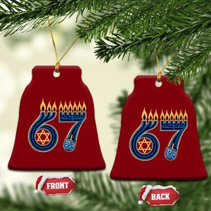 Funny 67 Hanukkah Ceramic Ornament Chanukah Menorah Dreidel Star Of David Six Seven Meme TS11 Print Your Wear