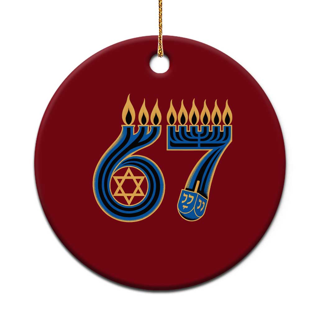 Funny 67 Hanukkah Ceramic Ornament Chanukah Menorah Dreidel Star Of David Six Seven Meme TS11 1pc Red Print Your Wear