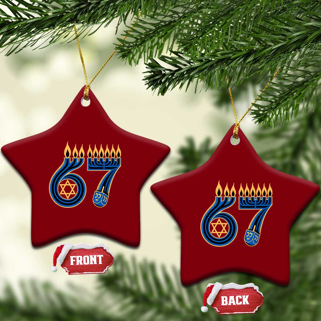 Funny 67 Hanukkah Ceramic Ornament Chanukah Menorah Dreidel Star Of David Six Seven Meme TS11 Print Your Wear