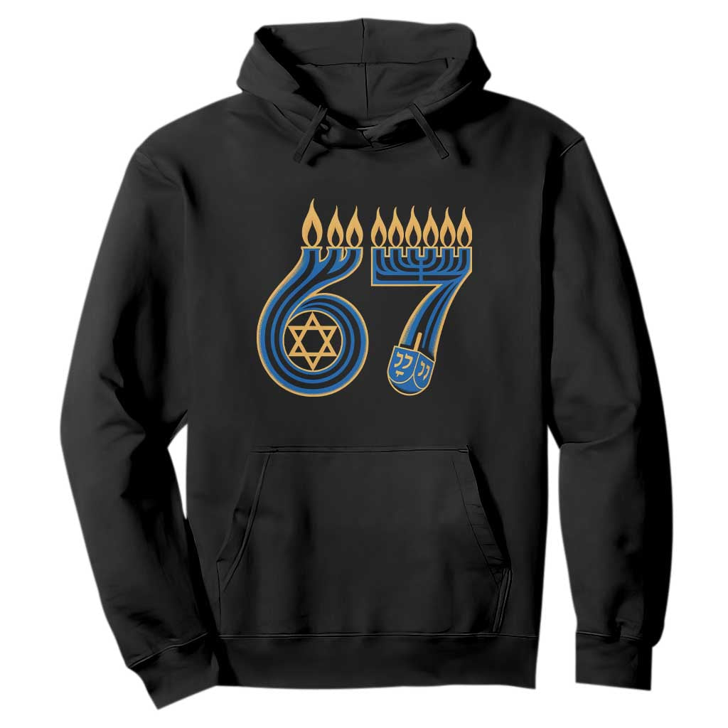 Funny 67 Hanukkah Hoodie Chanukah Menorah Dreidel Star Of David Six Seven Meme TS11 Black Print Your Wear