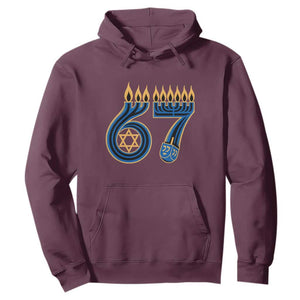 Funny 67 Hanukkah Hoodie Chanukah Menorah Dreidel Star Of David Six Seven Meme TS11 Maroon Print Your Wear
