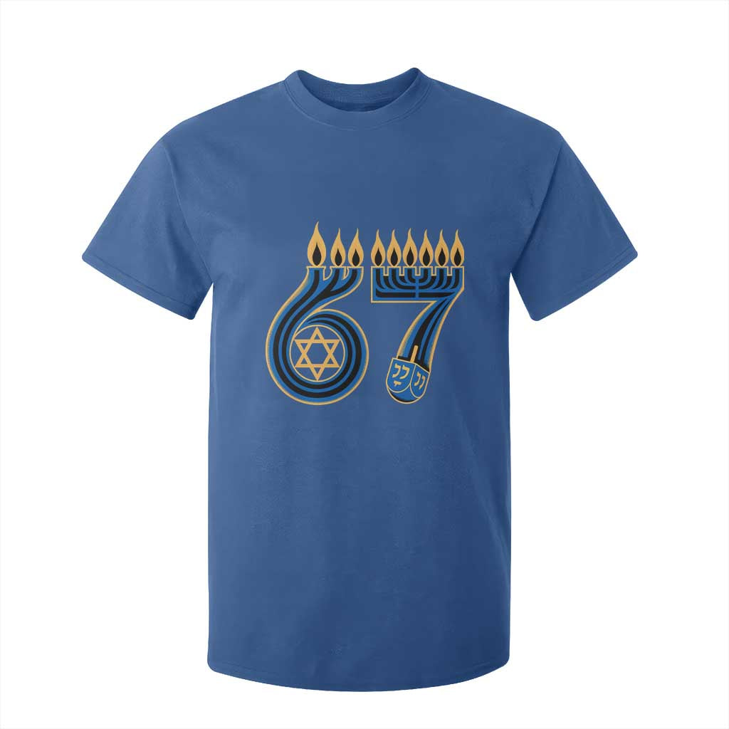 Funny 67 Hanukkah T Shirt For Kid Chanukah Menorah Dreidel Star Of David Six Seven Meme TS11 Royal Blue Print Your Wear