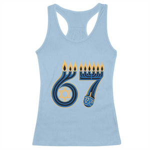 Funny 67 Hanukkah Racerback Tank Top Chanukah Menorah Dreidel Star Of David Six Seven Meme - Print Your Wear