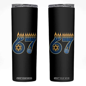 Funny 67 Hanukkah Skinny Tumbler Chanukah Menorah Dreidel Star Of David Six Seven Meme TS11 Black Print Your Wear
