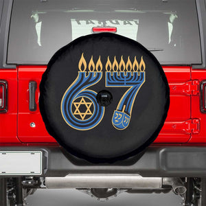 Funny 67 Hanukkah Spare Tire Cover Chanukah Menorah Dreidel Star Of David Six Seven Meme TS11 Black Print Your Wear