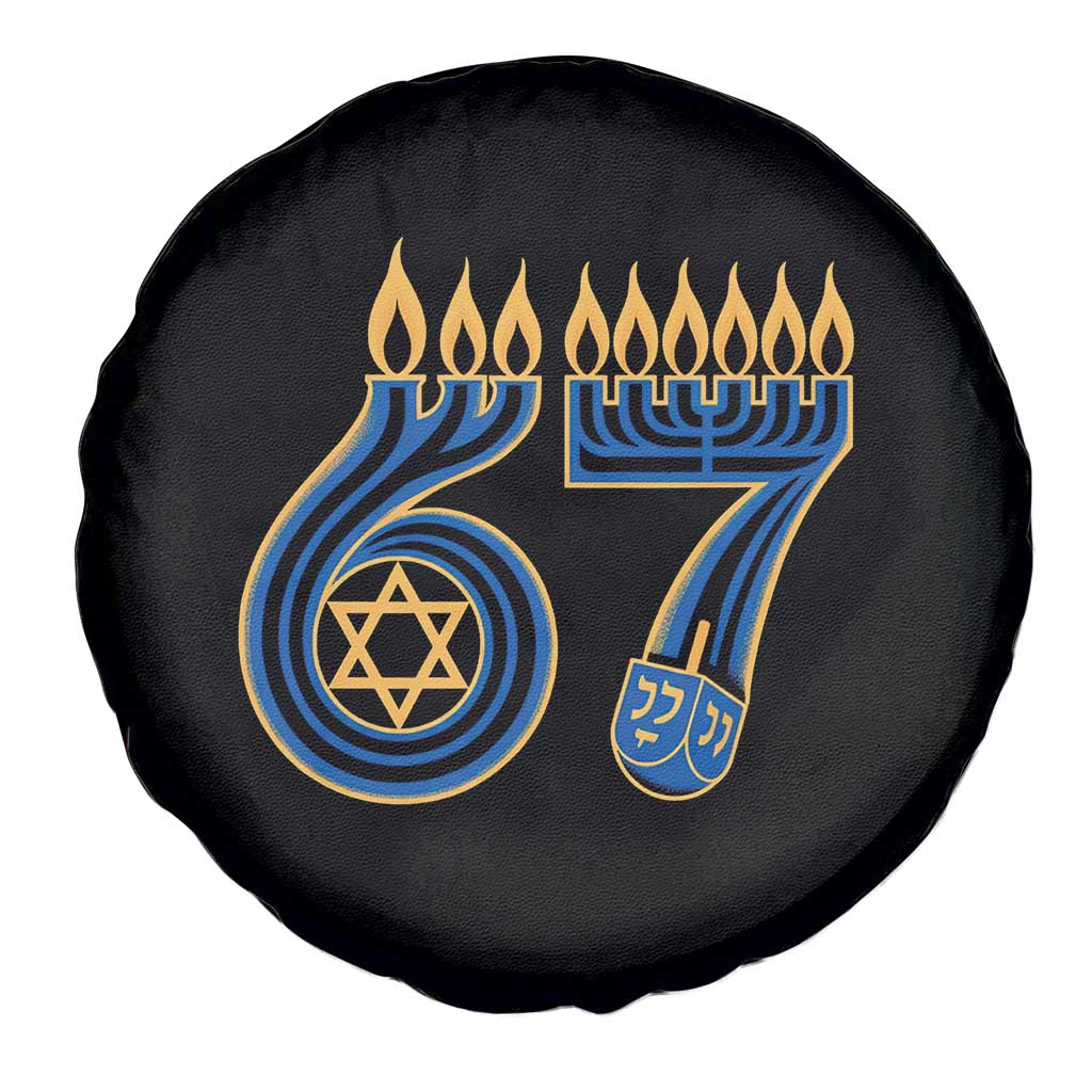 Funny 67 Hanukkah Spare Tire Cover Chanukah Menorah Dreidel Star Of David Six Seven Meme TS11 Print Your Wear