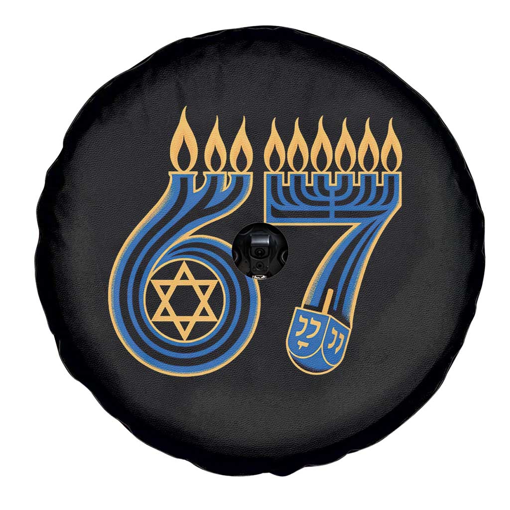 Funny 67 Hanukkah Spare Tire Cover Chanukah Menorah Dreidel Star Of David Six Seven Meme TS11 Print Your Wear