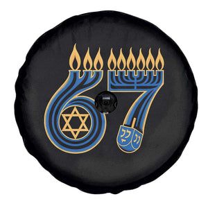 Funny 67 Hanukkah Spare Tire Cover Chanukah Menorah Dreidel Star Of David Six Seven Meme TS11 Print Your Wear