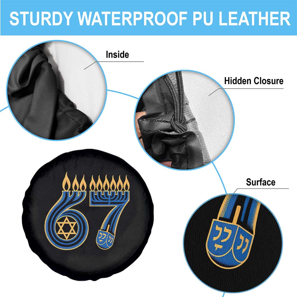 Funny 67 Hanukkah Spare Tire Cover Chanukah Menorah Dreidel Star Of David Six Seven Meme TS11 Print Your Wear