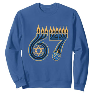 Funny 67 Hanukkah Sweatshirt Chanukah Menorah Dreidel Star Of David Six Seven Meme TS11 Royal Blue Print Your Wear