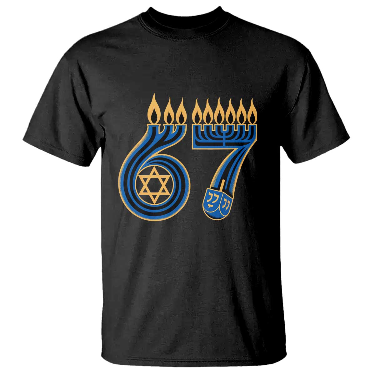 Funny 67 Hanukkah T Shirt Chanukah Menorah Dreidel Star Of David Six Seven Meme TS11 Black Print Your Wear
