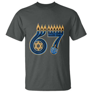 Funny 67 Hanukkah T Shirt Chanukah Menorah Dreidel Star Of David Six Seven Meme TS11 Dark Heather Print Your Wear