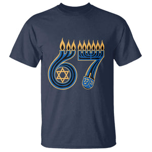 Funny 67 Hanukkah T Shirt Chanukah Menorah Dreidel Star Of David Six Seven Meme TS11 Navy Print Your Wear