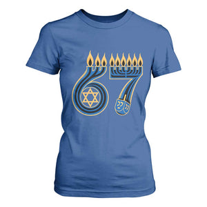 Funny 67 Hanukkah T Shirt For Women Chanukah Menorah Dreidel Star Of David Six Seven Meme TS11 Royal Blue Print Your Wear