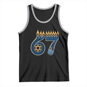 Funny 67 Hanukkah Tank Top Chanukah Menorah Dreidel Star Of David Six Seven Meme TS11 Black Athletic Heather Print Your Wear
