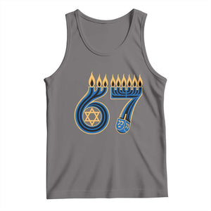 Funny 67 Hanukkah Tank Top Chanukah Menorah Dreidel Star Of David Six Seven Meme TS11 Deep Heather Print Your Wear