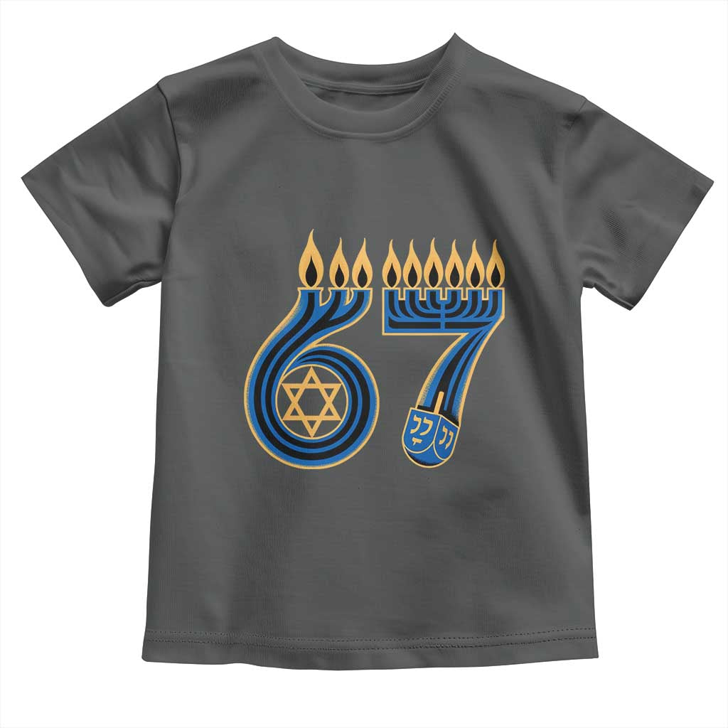 Funny 67 Hanukkah Toddler T Shirt Chanukah Menorah Dreidel Star Of David Six Seven Meme TS11 Dark Heather Print Your Wear