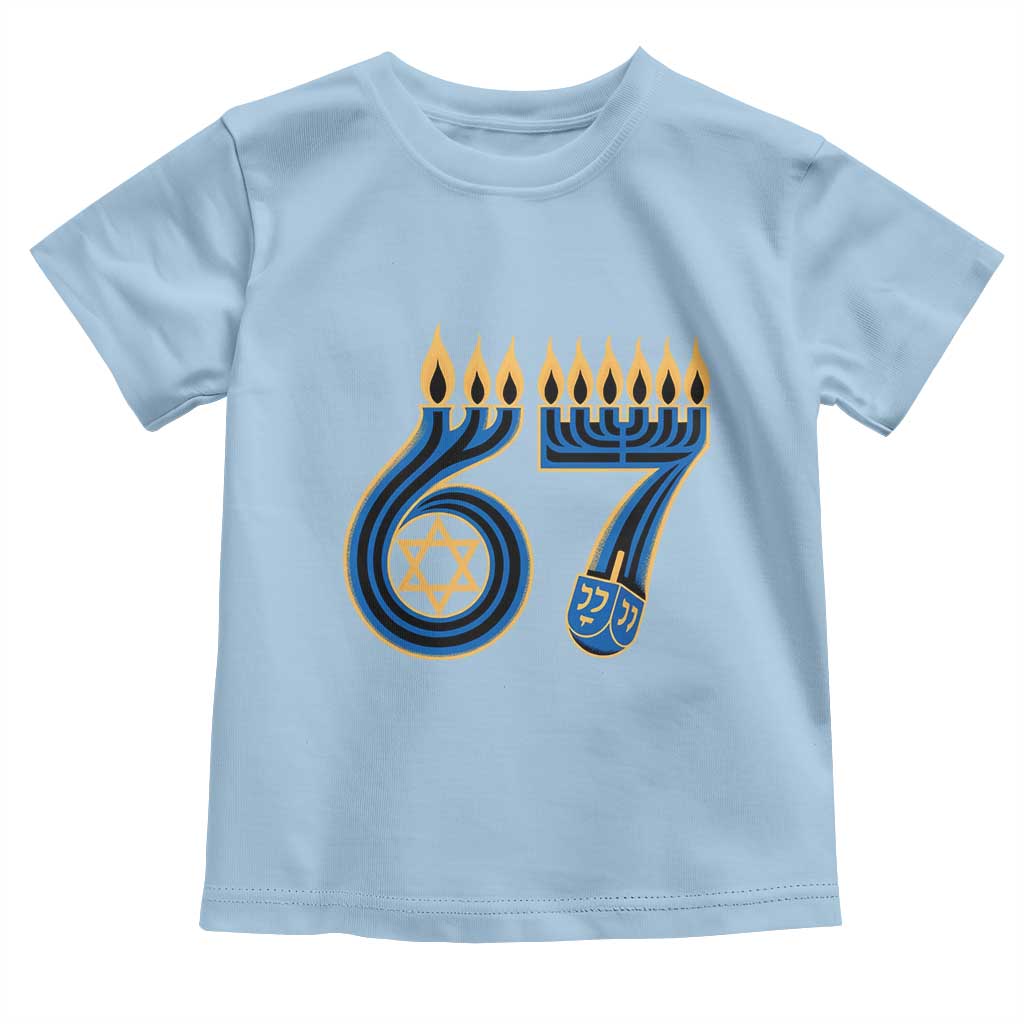 Funny 67 Hanukkah Toddler T Shirt Chanukah Menorah Dreidel Star Of David Six Seven Meme TS11 Light Blue Print Your Wear