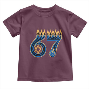 Funny 67 Hanukkah Toddler T Shirt Chanukah Menorah Dreidel Star Of David Six Seven Meme TS11 Maroon Print Your Wear