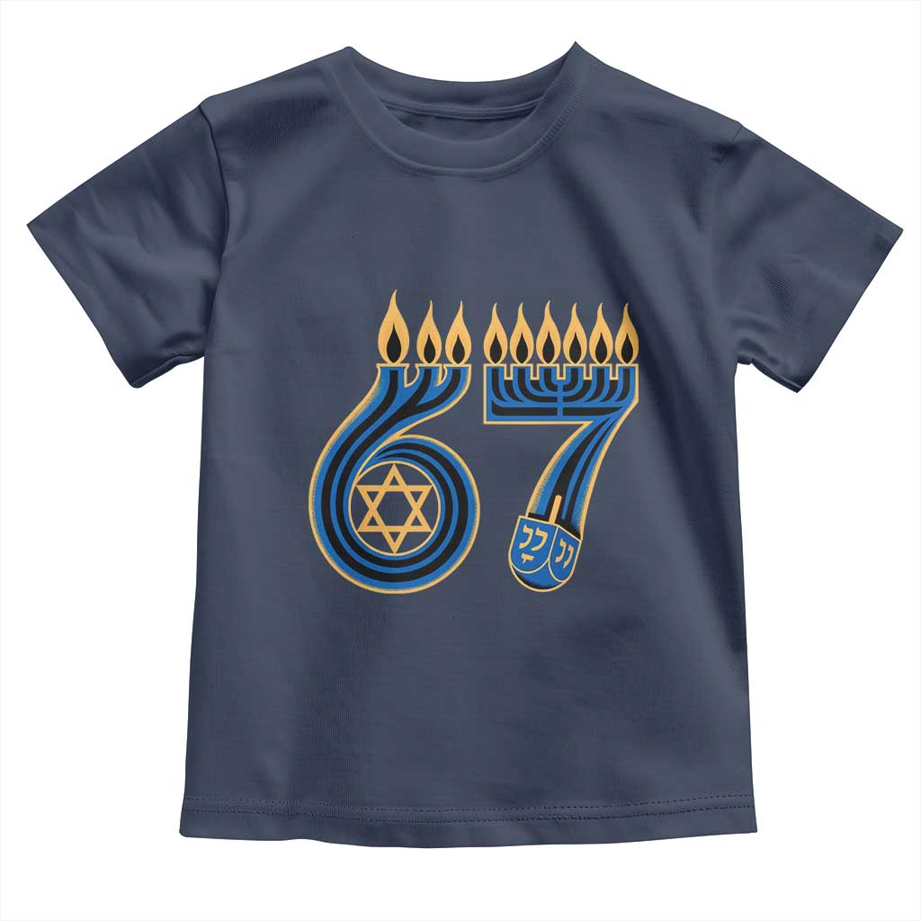 Funny 67 Hanukkah Toddler T Shirt Chanukah Menorah Dreidel Star Of David Six Seven Meme TS11 Navy Print Your Wear